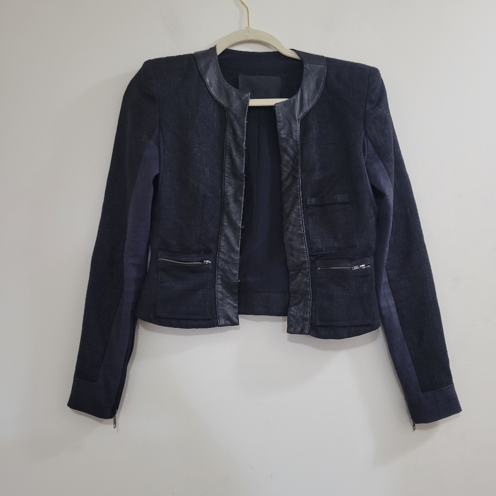 A.L.C. structured leather trim blazer 2 black
